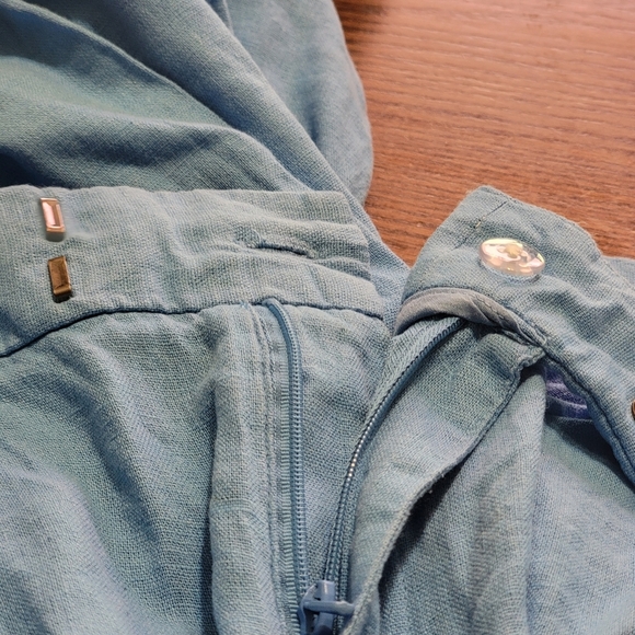 A New Day High Rise Linen Wide Leg Fluid pants Blue - Picture 11 of 13